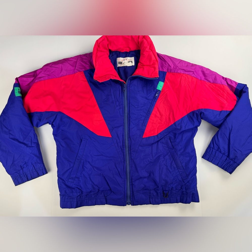 Vtg Obermeyer Mens Jacket Med Ski Snow Colorblock Geometric Retro Abstract Y2k